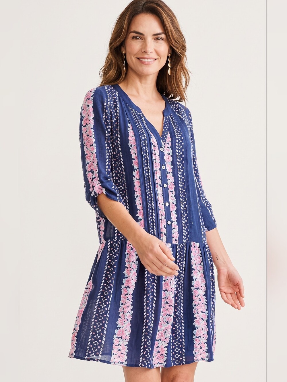 Southern Tide Ginny Tropical Palms printed dress Navy/Pink... Size Large